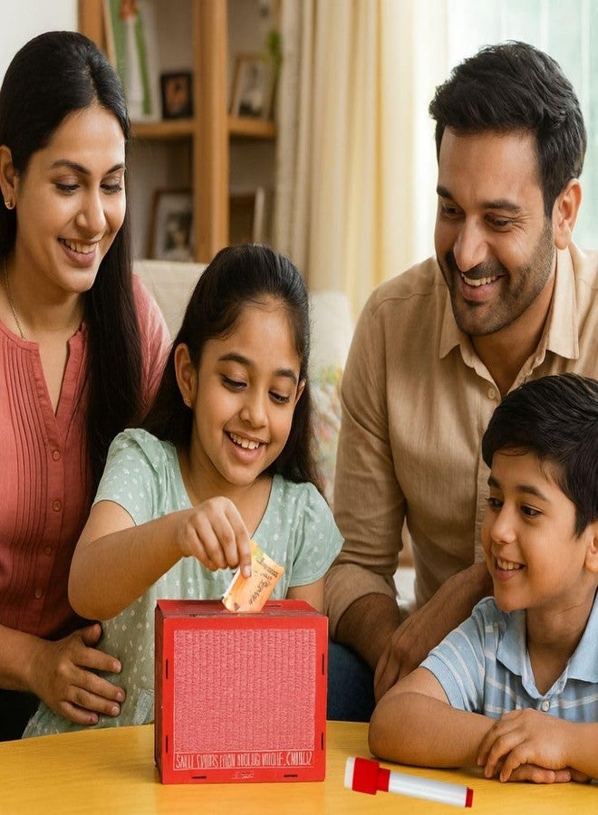 PARTISH Money Saving Box with Tracker,Cash Saving Challenge Box with Money Target for Adults Kids, Piggy Bank for Boys and Girls (Red) - Image 3